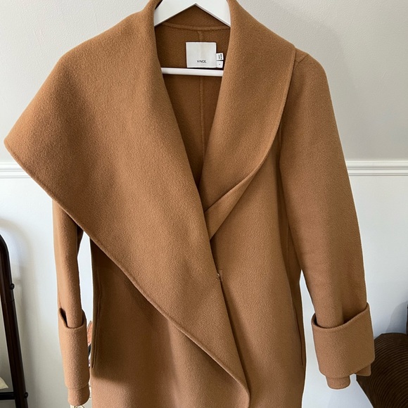 VINCE Drape Front Wool Coat - Picture 14 of 16